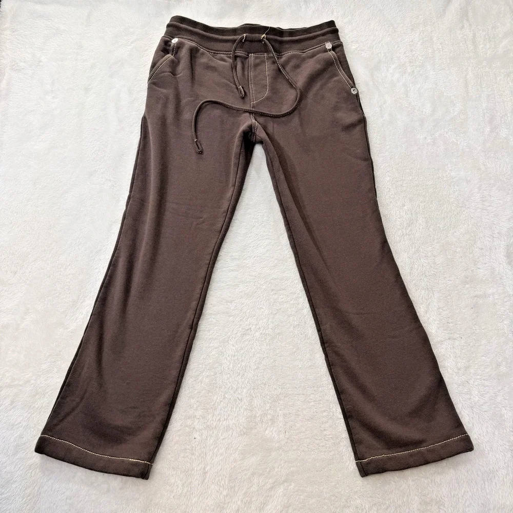 True Religion Sweatpants Men’s Small Brown Big T Straight Leg Drawstring Track